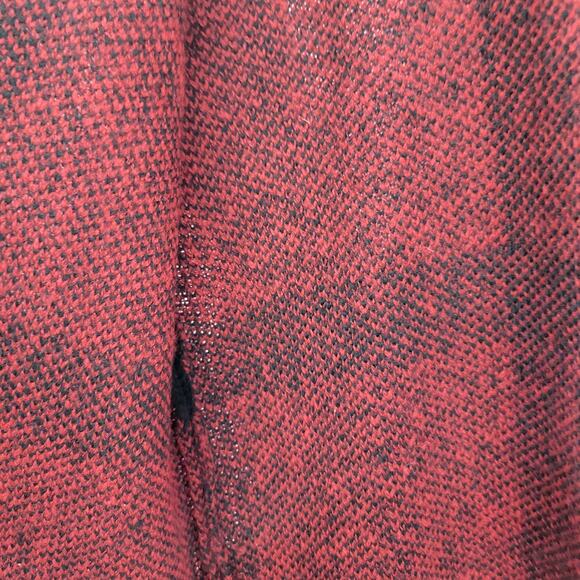 Adrienne Vittadini Womens Sweater Medium Red Plaid Cardigan Fringe Open Front - Picture 6 of 12